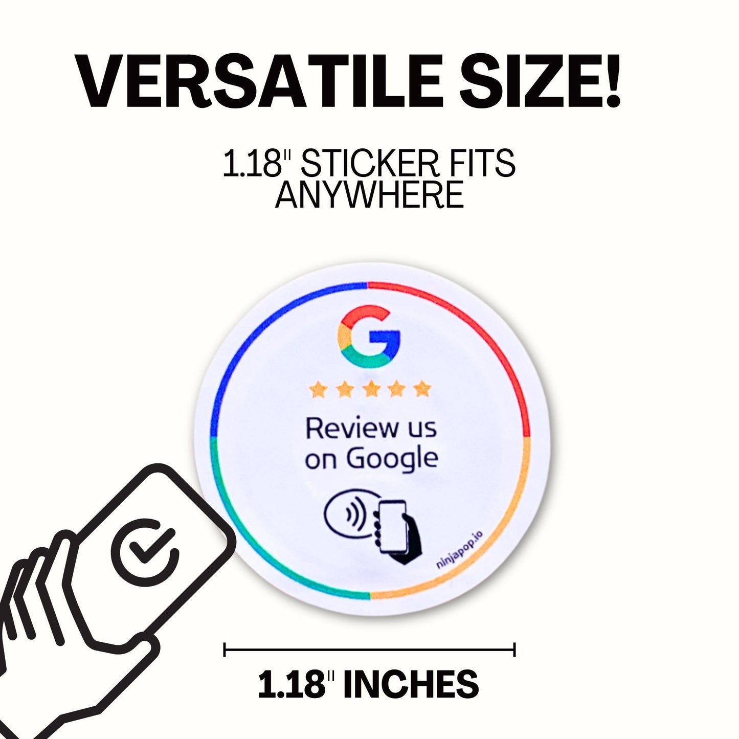 Ninja Pop NFC 1” Review Stickers for Google – Tap-and-Go Review Card for Google | Easy-to-Use Pop Card for Collecting Google Reviews | Durable NFC Review Sticker for Any Business