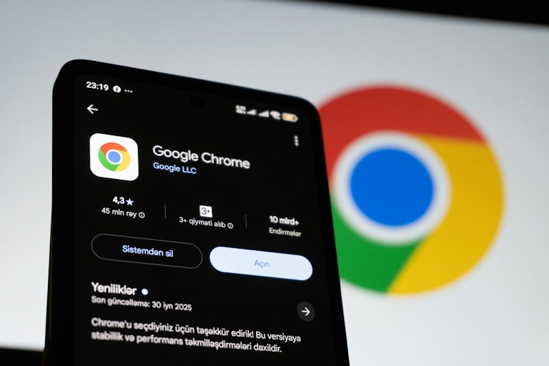 Google chrome app on a smartphone with logo