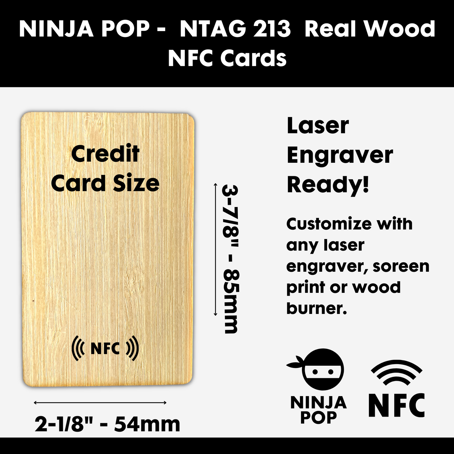 Ninja Pop Blank NFC wooden business card blanks - Choose your wood!