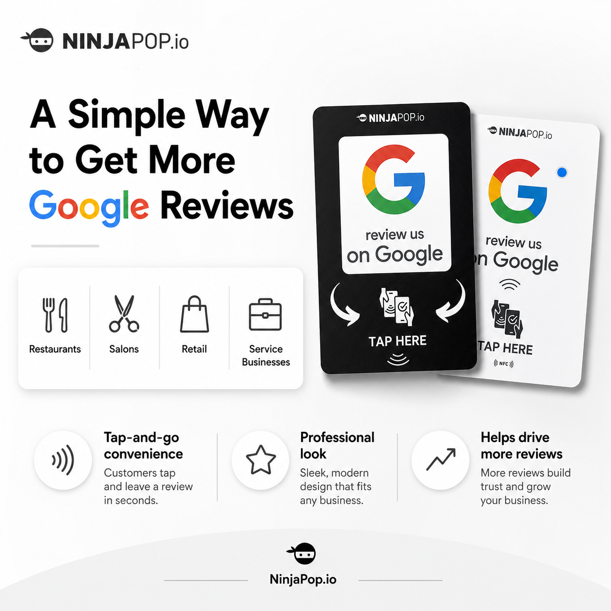Ninja Pop Google Review Card - Contactless Review Cards